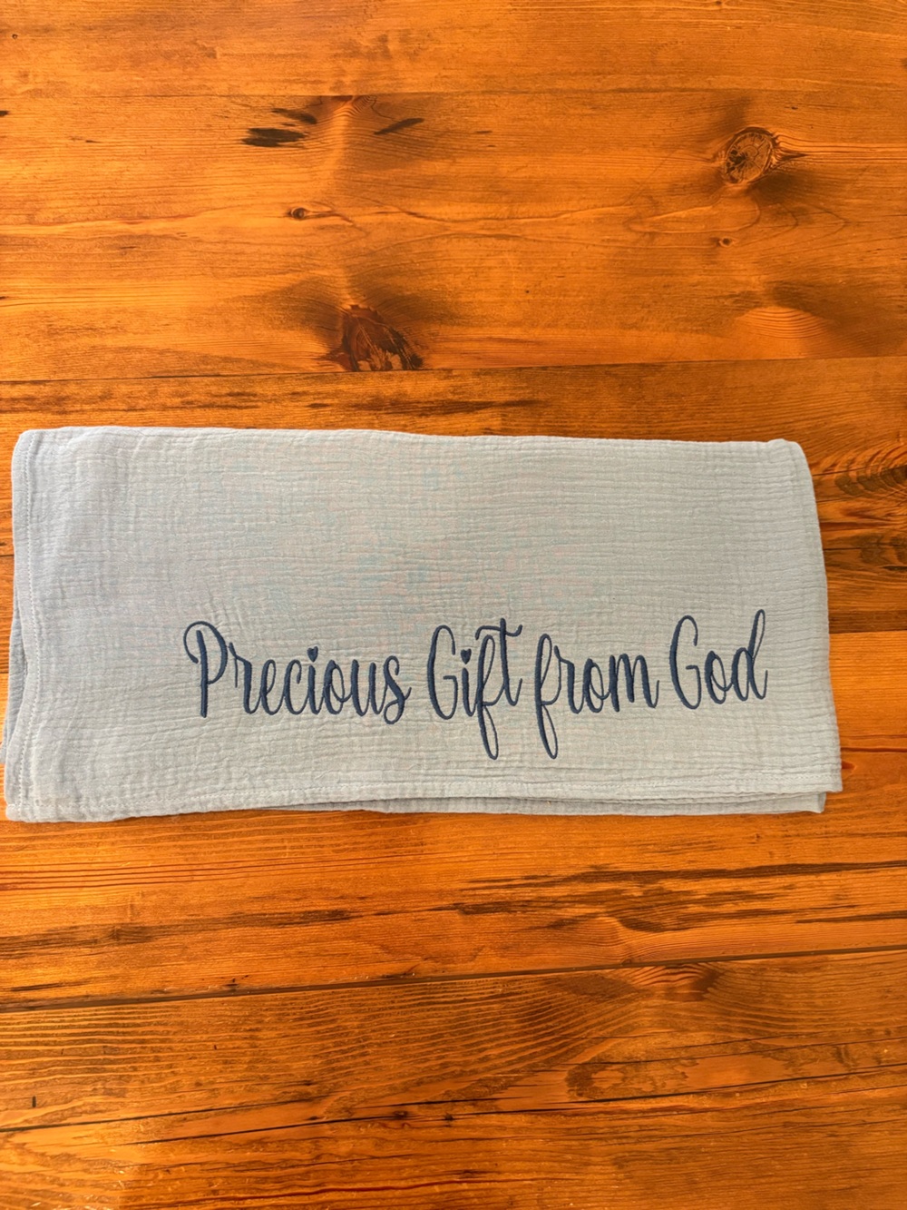 Light Blue 'Precious Gift From God' Baby Blanket